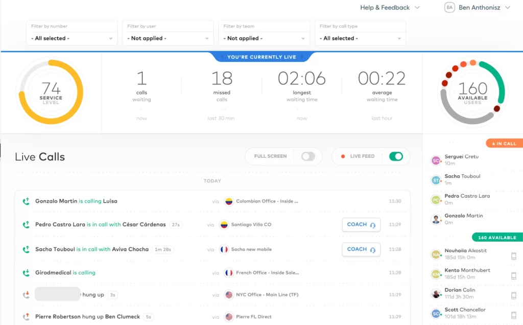 AirCall Dashboard